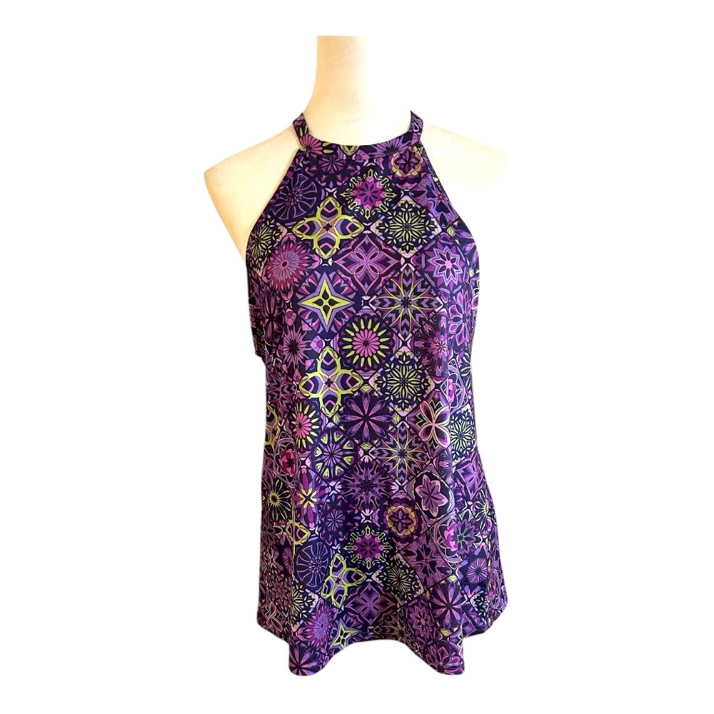 Noracora Geometric Purple Halter Top